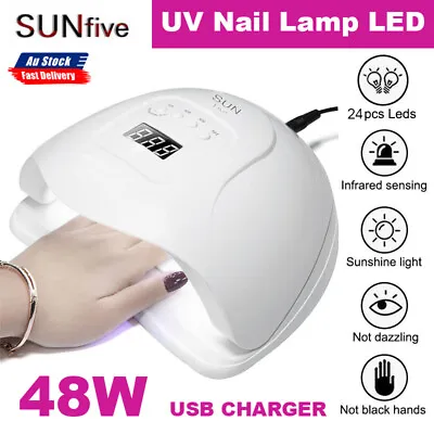 48W USB SUN FIVE UV Nail Lamp LED Light Gel Polish Dryer Curing Manicure Machine • $19.98