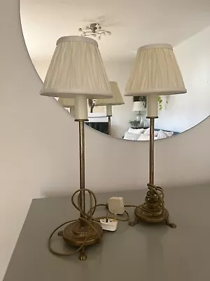 £32 • Buy Laura Ashley Solid Brass Table Lamps Plus Silk Shades