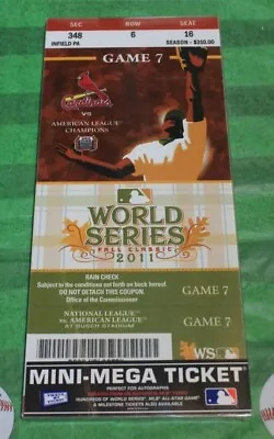 2011 World Series St. Louis Cardinals Mini Mega Ticket MLB Licensed • $21.99