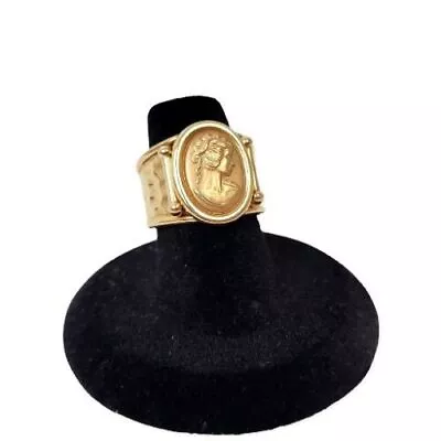 14k Rose Gold Cameo Hammered Sides Adjustable Milor Ring Size 7 • $245.99