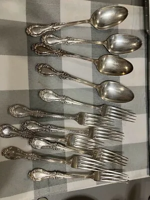$19.99 • Buy Antique R Wallace 1835 Silver Plate Dessert Forks And Place Spoons - Monogramed 