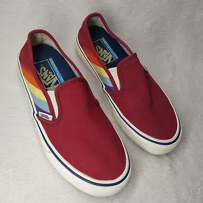 Vans Slip On Shoes Us W5.5 Men’s 7 Red Rainbow Sneakers Comfy Uk4.5 eur 37 • $33.25