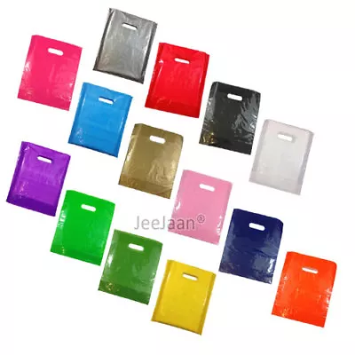 £8.98 • Buy Coloured Plastic Carrier Bags Gift Shop Strong Patch Handle Bag Boutique Retail