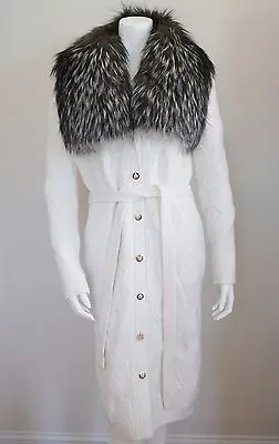 $3995 🆕️ Authentic VERSACE FOX FUR WOOL KNIT Belted Cardigan Coat IT-40 US-6 S • $1950