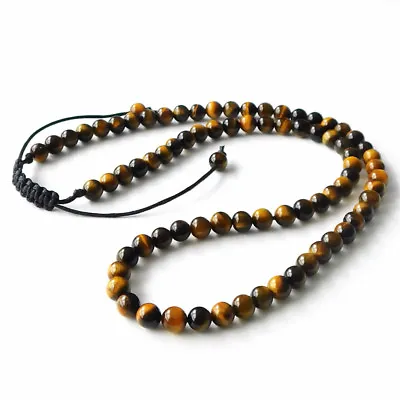$3.59 • Buy 21  Fashion Men Women Lava Tigers Eye Yoga 6mm Bead Necklace Gemstone Bracelets