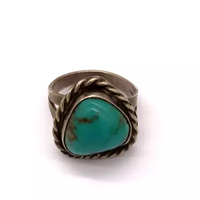 Vintage Old Pawn Sterling Silver Turquoise Native American Ring Size 6 • $45.25