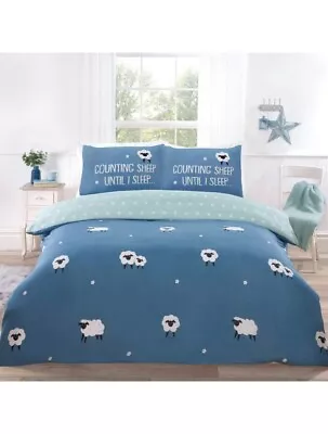 Counting Sheep Luxury Blue Reversible DOUBLE Size Duvet Set • £25