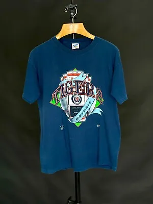 1991 Vintage Detroit Tigers Shirt Mens XL Official Fan Blue Made In USA T-Shirt • $44.99