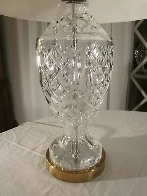 WATERFORD CRYSTAL Glass & Brass Lamp Urn 28  With Diane Shade EXCELLENT • $599.95