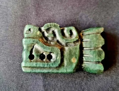 Mexican Pre Columbian Maya Aztec Style Green Stone Jade QUETZALCOATL PENDANT • $27