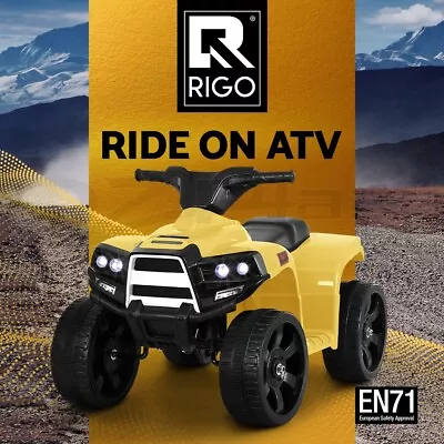 Rigo Kids Ride On Car ATV Quad Motorbike 4 Wheeler Electric Toys Battery Yellow • $75.95