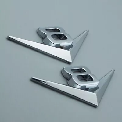 $2.90 • Buy 2x Silver Chrome V8 Metal Side Wing Emblem Sport Turbo Engine Rear Trunk Badge