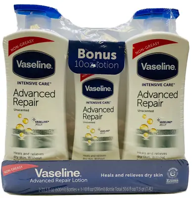 Vaseline Intensive Care Advanced Repair Unscented Moisturizes Body Lotion 3 Pack • $26.82