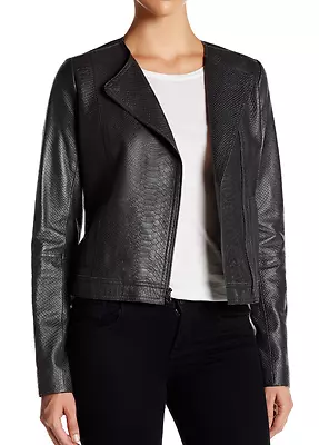 NWT Vince Snake Embossed Leather Jacket In GRAPHITE Size M (8-10) Retail $995.00 • $244.99