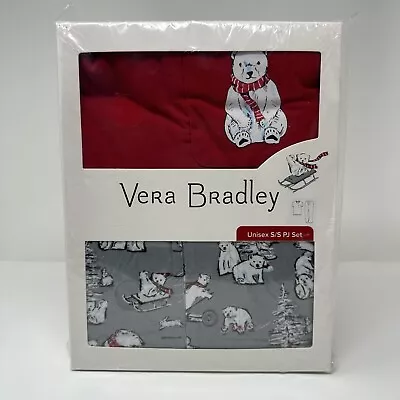 Beary Merry Vera Bradley Unisex S/S Pajama Set Boxed Set Size Large Polar Bears • $48.72