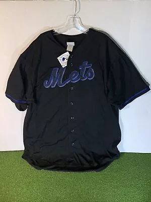 Men's Black/Blue New York Mets Big & Tall Pop Fashion V-Neck Jersey~size 2XL • $34.99