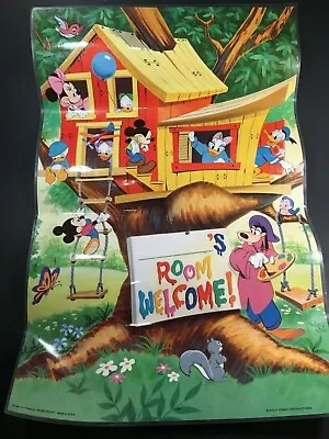 VTG Disney Mickey Mouse And Friends Treehouse Clubhouse Laminated Room Poster  • $15