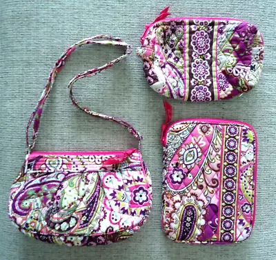 Vera Bradley Very Berry Paisley Frannie Crossbody Set Of 3 • $22.99