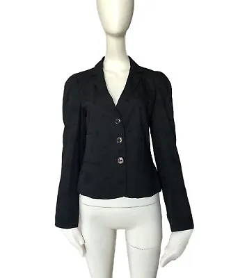 MOSCHINO Cheap And Chic Black Cotton Floral Embroidered Blazer Jacket Size 8 US • $52.50