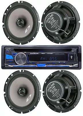 4x Alpine 6.5  Speakers + SoundXtreme 1-DIN CD AM FM USB Bluetooth Car Receiver • $124.99