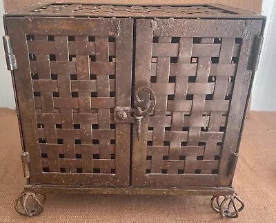 Vintage Mexican Art Large Pie  Chest  Metal 17 In 14 In 11 Inches Baga Luma • $425