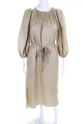 Vanessa Bruno Womens Linen Long Sleeves Belted Dress Beige Size EUR 36 • $42.99