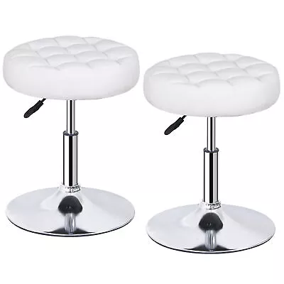 2X Vanity Stool Makeup Room Seat Chair Adjustable Height PU Leather Round White • $66.58