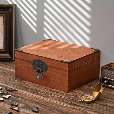Vintage Wooden Storage Box Keepsake Memory Chest Lockable With Lid & Code Lock • £12.94