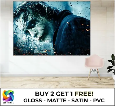 The Joker Heath Ledger Dark Knight Large Poster Art Print Gift Multiple Sizes • £4