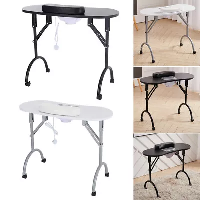 Foldable Manicure Nail Art Table Mobile Over Desk Salon Technician Station Stool • £55.95