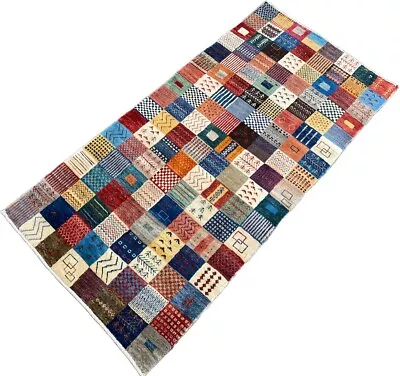 Fine Wool Gabbeh Rug Hand Made Checkered Persian Wool Carpet Clean 5'4  X 2'8  • £1247.50