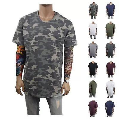 Men T-Shirt Long Extended Basic Fashion Tee Lot Casual Tee Crew Neck Hipster Tee • $12.99