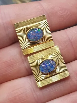 Pair Of Vintage Gold Plated Faux Opal Cufflinks. Very Stunning.  • $25.26