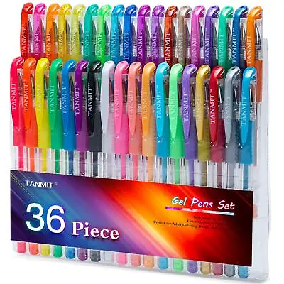 TANMIT Gel Pens 36 Colors Gel Pens Set For Adult Coloring Books Colored Gel M • $12.29