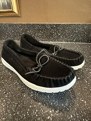 MINNETONKA Black Suede Leather Scout Moccasins 61020 Size 9 *Worn Once* • £38.57