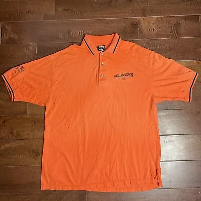 Vintage Harley Davidson Short Sleeve Polo Shirt Mens Large Myrtle Beach Orange • $17.95