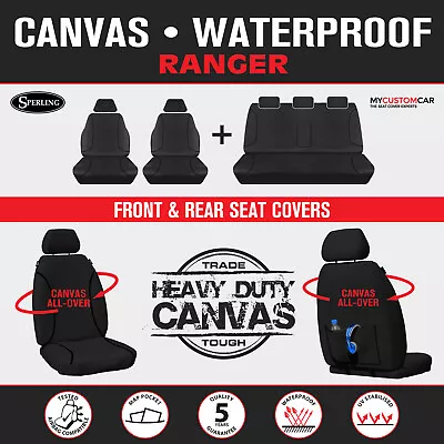 Ford Ranger PX Dual Cab 2015-2022 TRADIES Black Canvas Car Seat Covers • $309