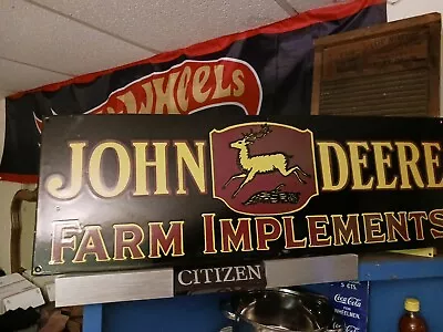 Vintage John Deere Farm Equipment Farm Porcelain Metal Sign Tractor Corn Dairy • $650