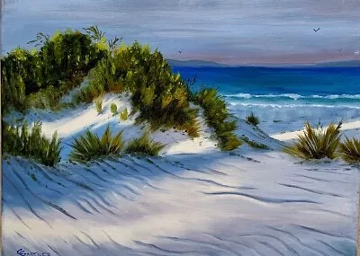 Hyams Beach Sand DunesImpressionist Seascape Original Oil Australian Subject • $65