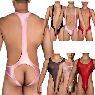 Men's Sexy Sheer Leotard Bodysuit Translucent High Elastic Jockstrap Underwear • $4.39