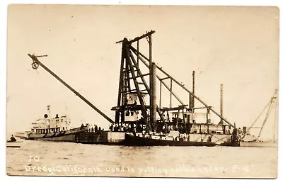 RPPC Postcard GOLD DREDGE  CALIFORNIA  Laying Cables Under F4 1900s Mining Yuba • $15