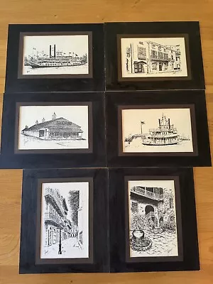 Lot Of 6 Vintage New Orleans Art Prints Black And White Street Scenes Boats • $17