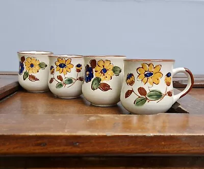 Vintage Handpainted Coffee/Tea Cups Coffee Cups Set Vintage Stoneware • £29.99