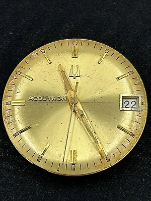 Vtg Bulova Accutron '218 D' Gold Tone Quartz Watch Movement - Parts/Repair • $60