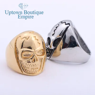 Gothic Skull Bones Biker Men's Stainless Steel Gold/Silver Ring Size:8-13 #AAE • $14.99