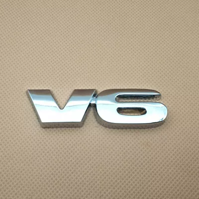 Metal Chrome V6 Engine Logo Emblem 3D Sticker Car Rear Trunk Auto Badge 3D Decal • $4.99