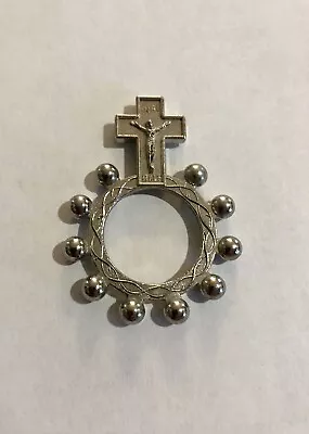 Vintage Pocket Finger Rosary INRI Made In Italy Catholic Silver Tone • $5.28
