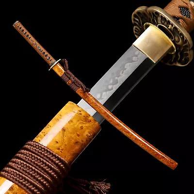 Hand Forged Katana Sword Clay Tempered L6 Steel Real Bamboo Hamon Razor Sharp • $269.99