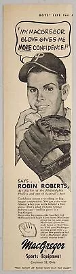 1954 Print Ad MacGregor Baseball Gloves Robin Roberts Philadelphia Phillies • $11.98