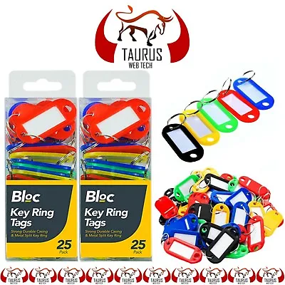 £1.45 • Buy 50x KEY TAGS Assorted Coloured Plastic Rings ID Tags Card FOB Label Car Flats UK